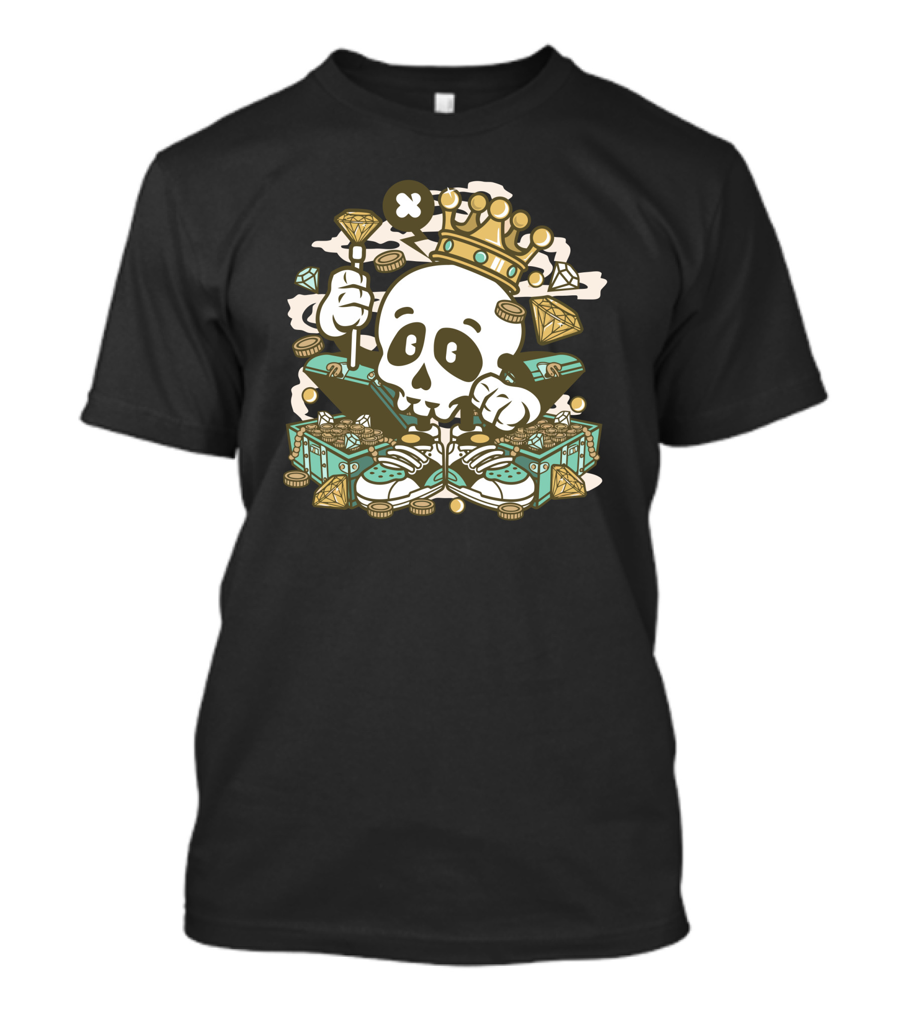 Skull Crown With Diamonds And Money Bags T-Shirt