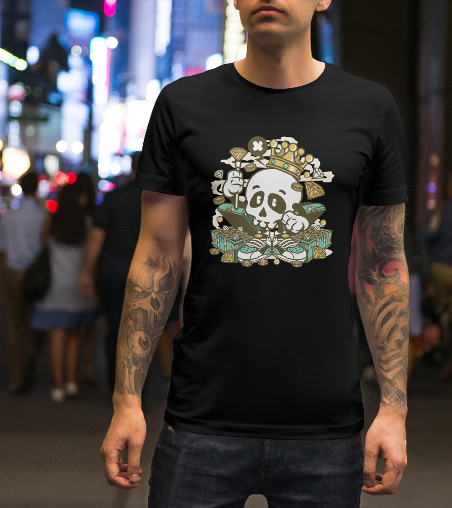 Skull Crown With Diamonds And Money Bags T-Shirt