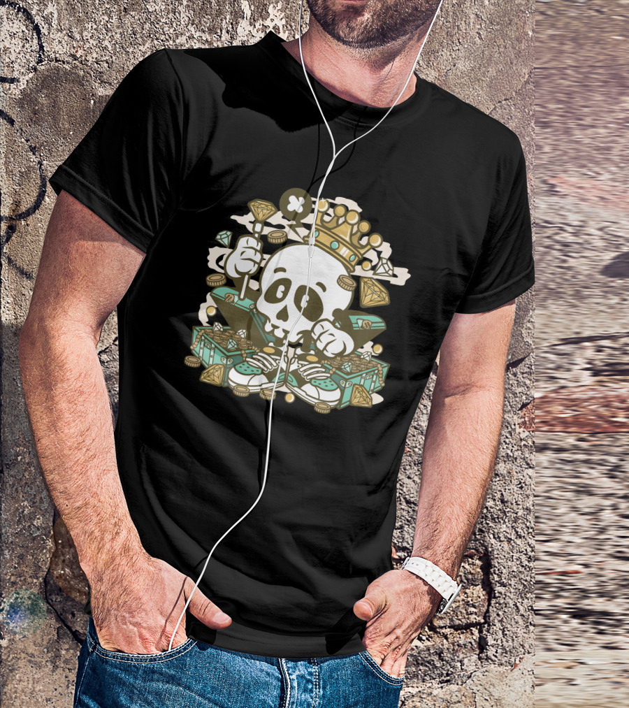 Skull Crown With Diamonds And Money Bags T-Shirt