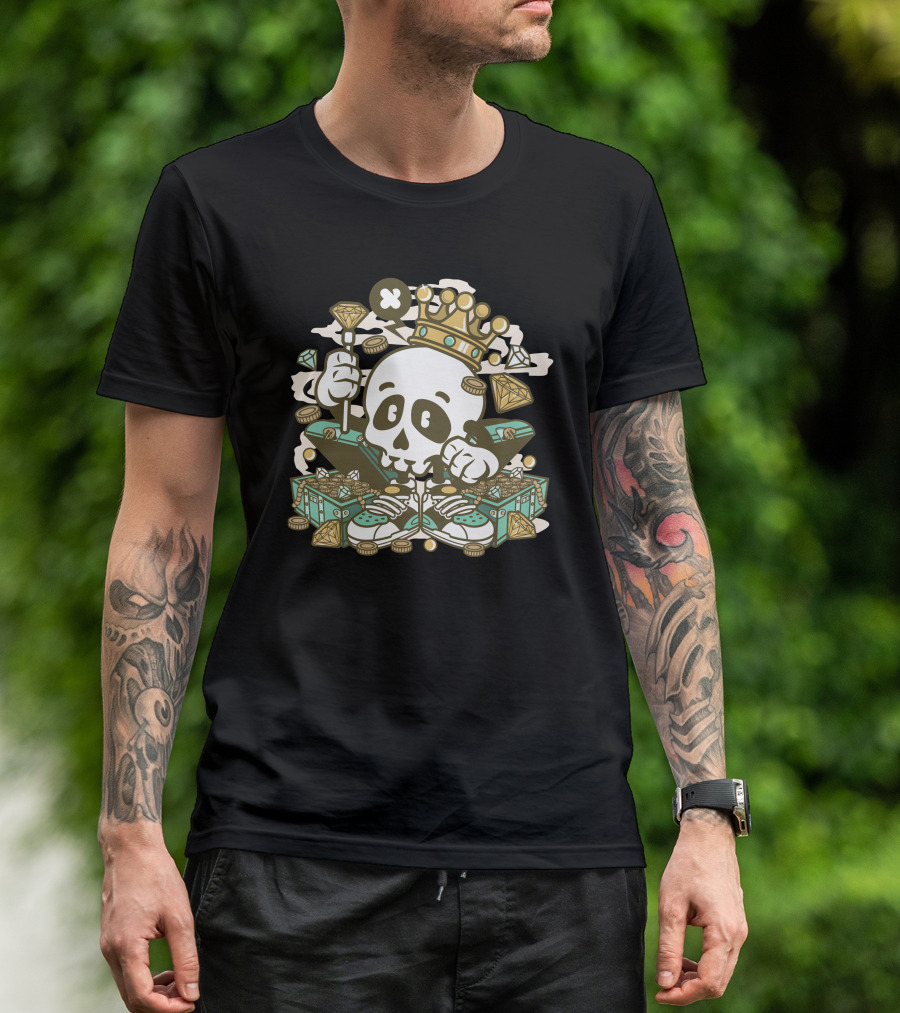Skull Crown With Diamonds And Money Bags T-Shirt