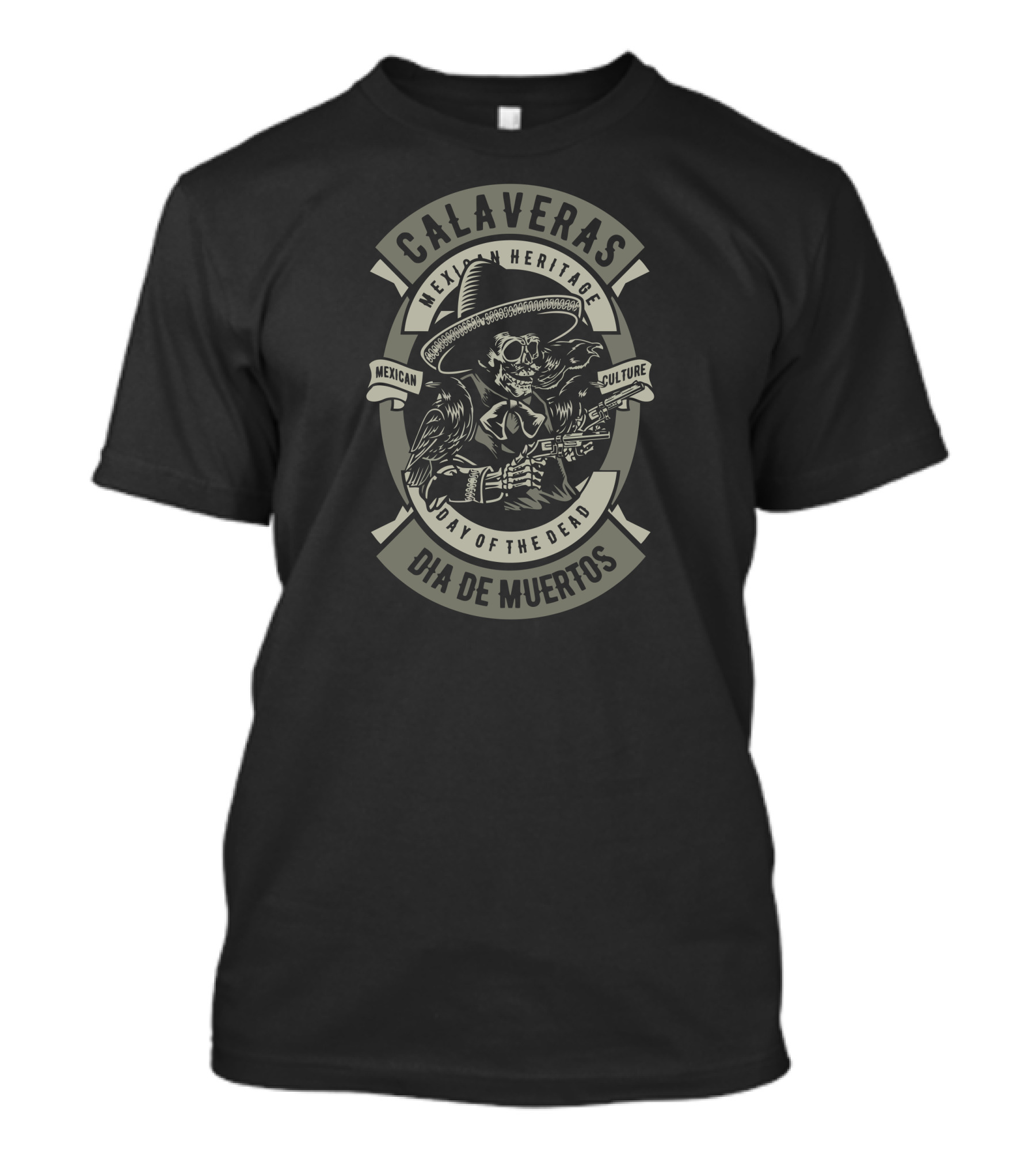 Calaveras Mexican Heritage Dia De Muertos Day Of The Dead Skull Shield Mexican Culture T-Shirt