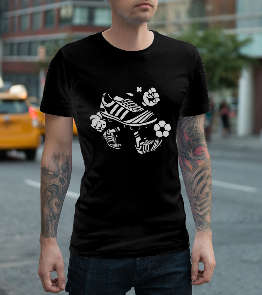 Soccer Cleats and Ball with Dynamic Athletic Energy T-Shirt