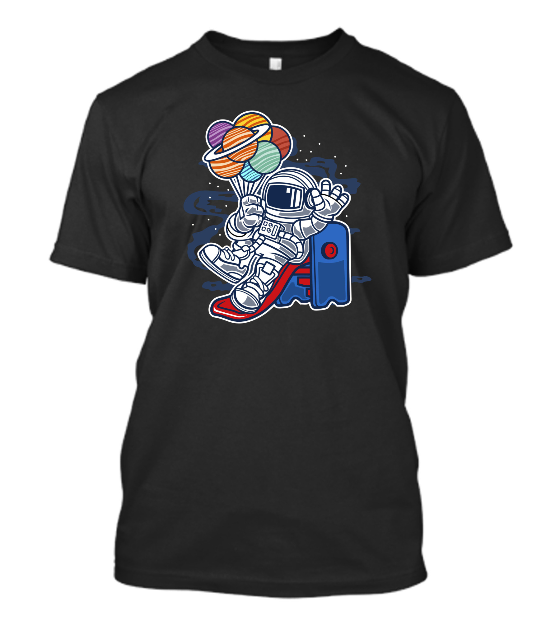 Space Astronaut On Cosmic Planet Balloons Slide T-Shirt
