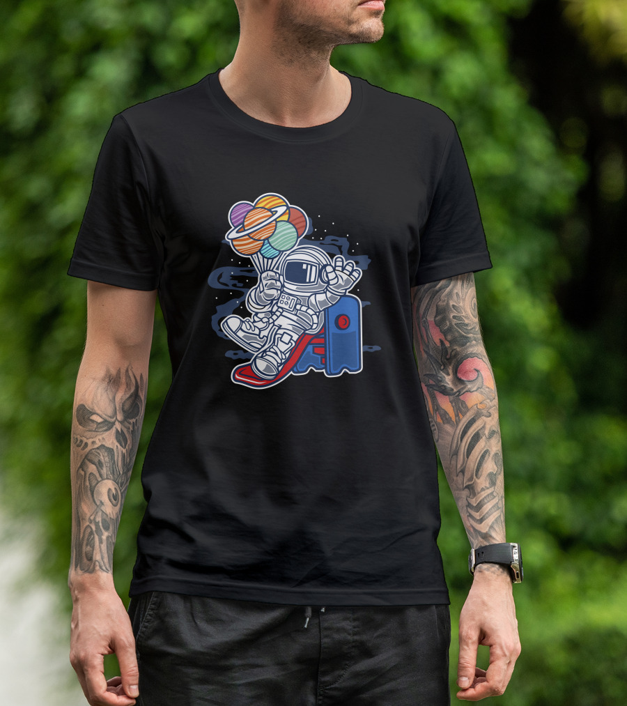 Space Astronaut On Cosmic Planet Balloons Slide T-Shirt