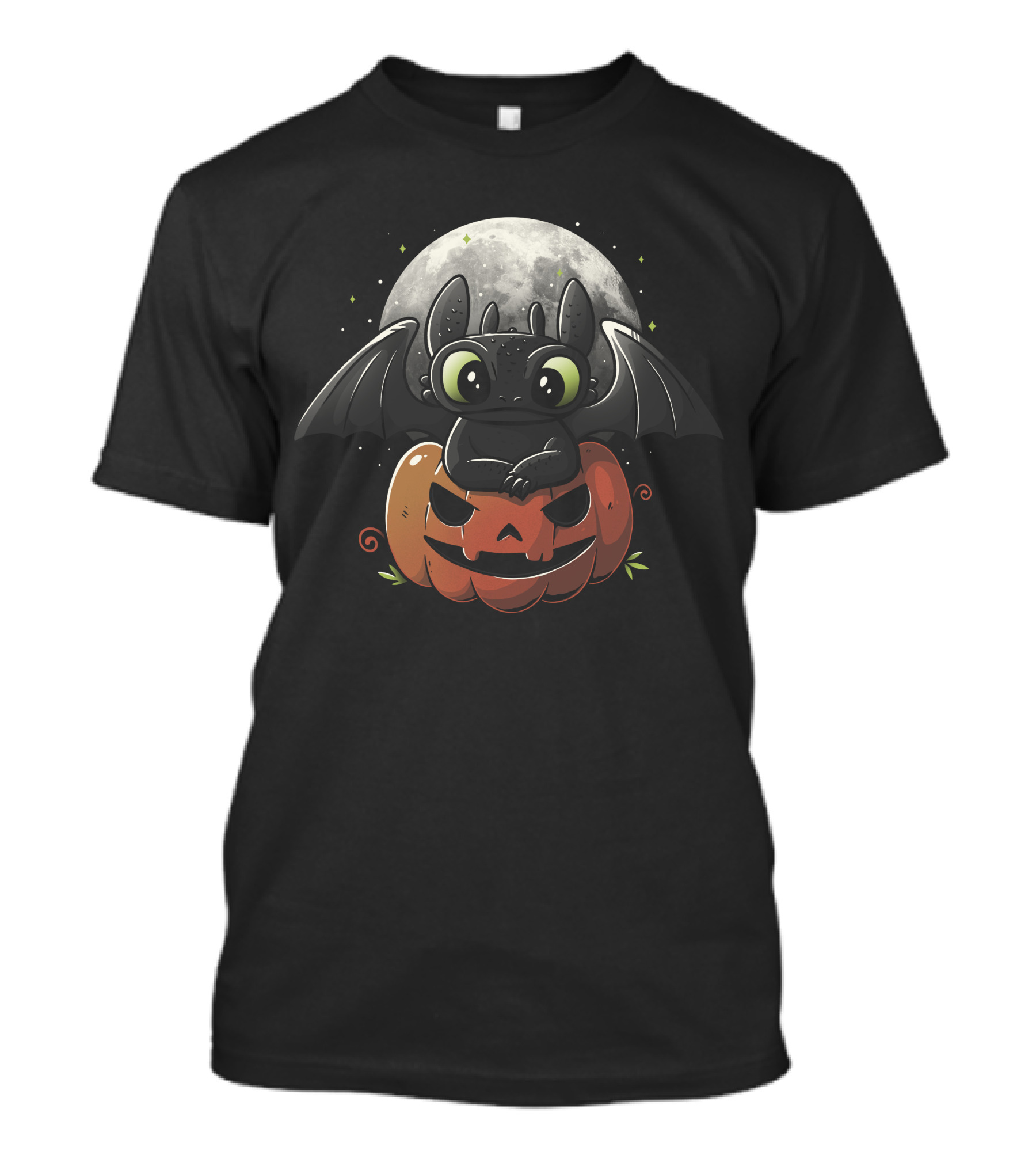 Spooky Dragon Moonlit Pumpkin Halloween Scene T-Shirt