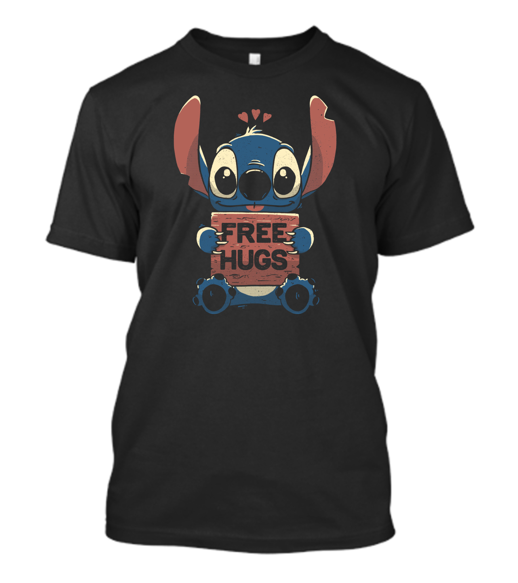 Stitch Holding Free Hugs Sign With Hearts T-Shirt