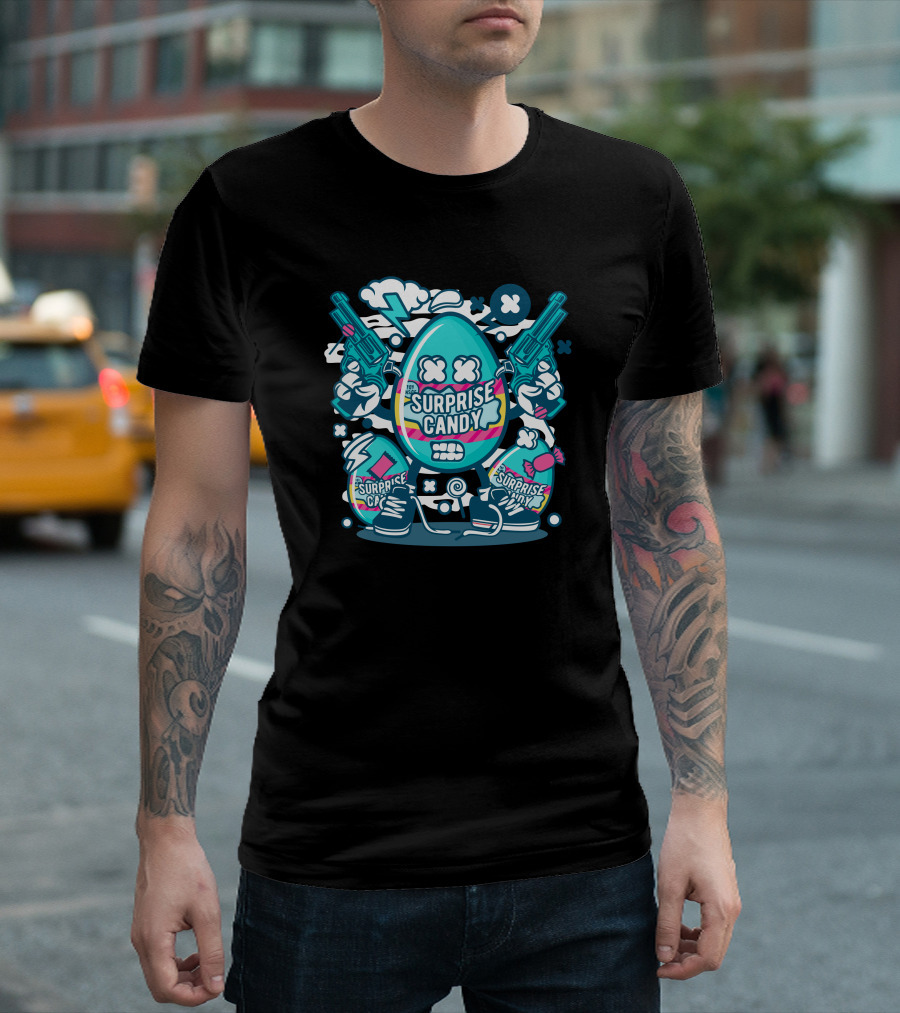 Surprise Candy Egg with Guns and Sneakers T-Shirt