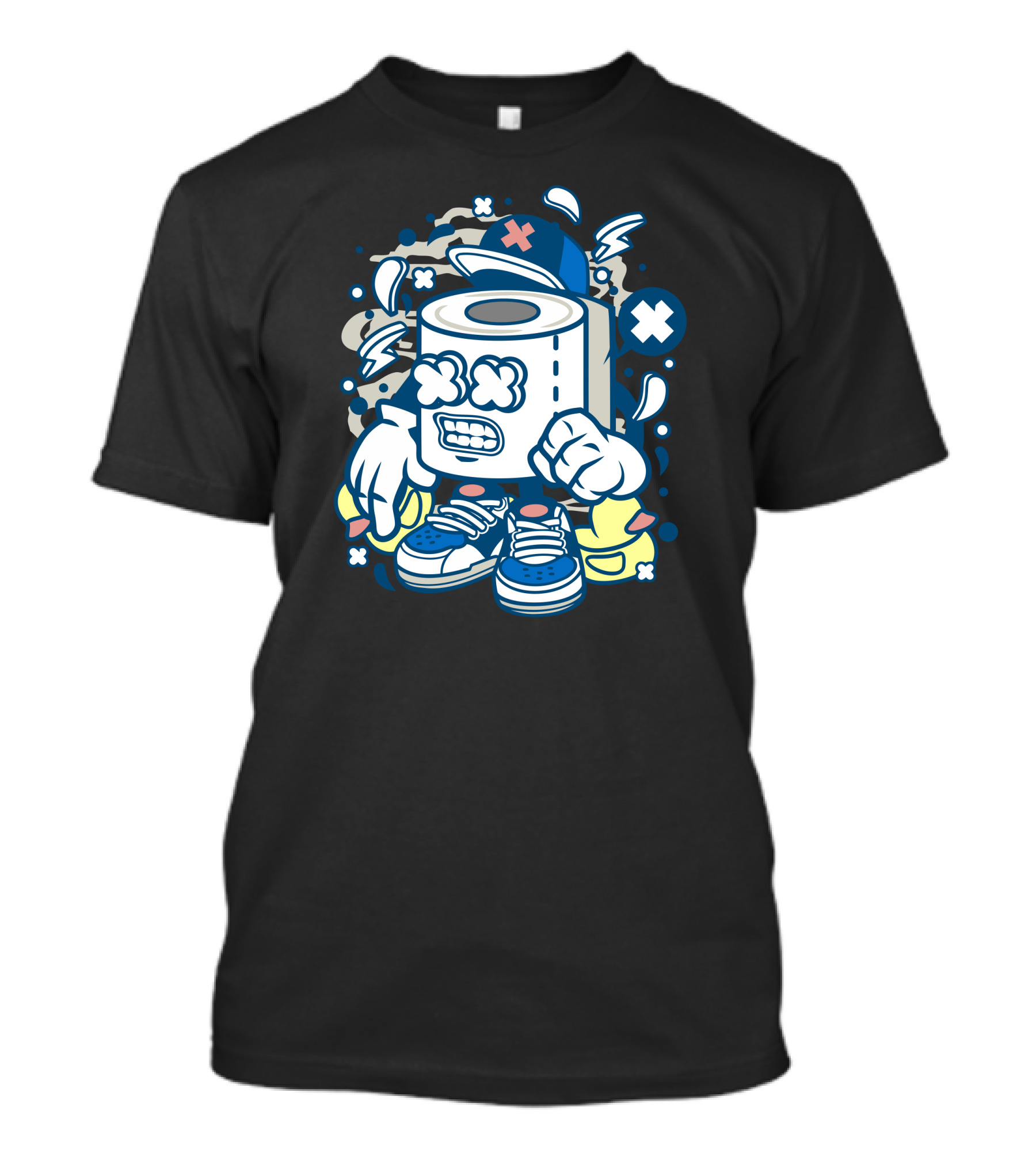Toilet Paper Cartoon With Angry Face And Sneakers T-Shirt