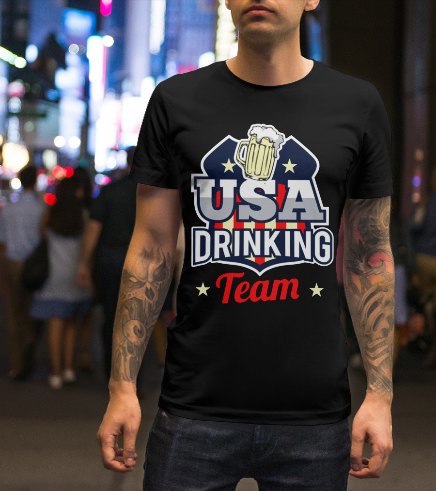 USA Drinking Team Beer Mug T-Shirt
