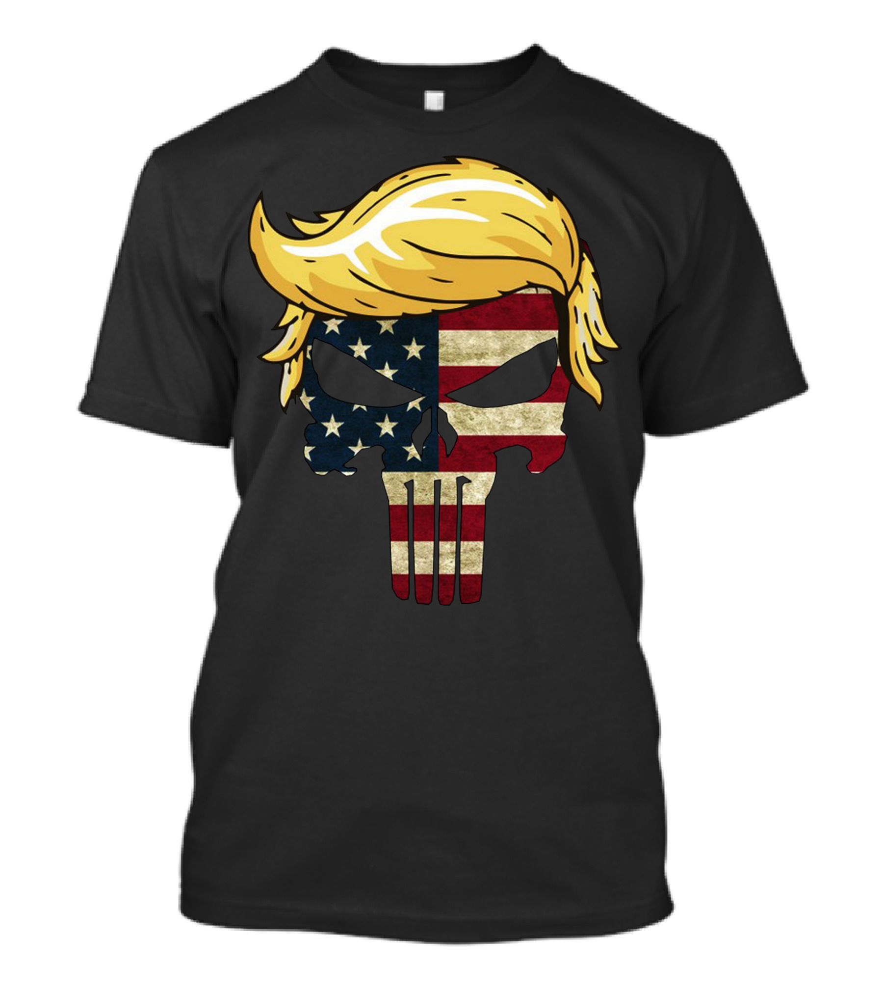 Funny Trump Hair American Punisher Skull T-Shirt