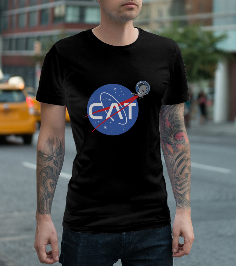 NASA Cat Space Logo With Astronaut Kitty T-Shirt