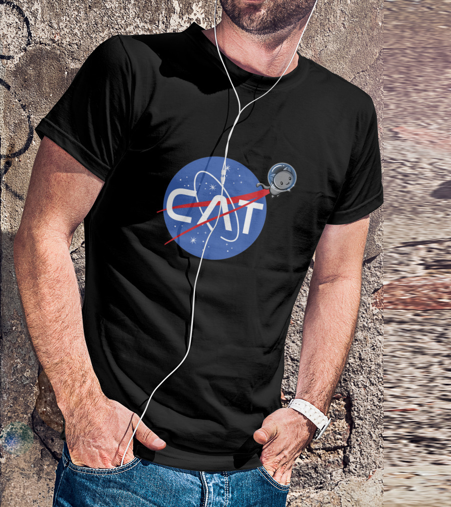 NASA Cat Space Logo With Astronaut Kitty T-Shirt