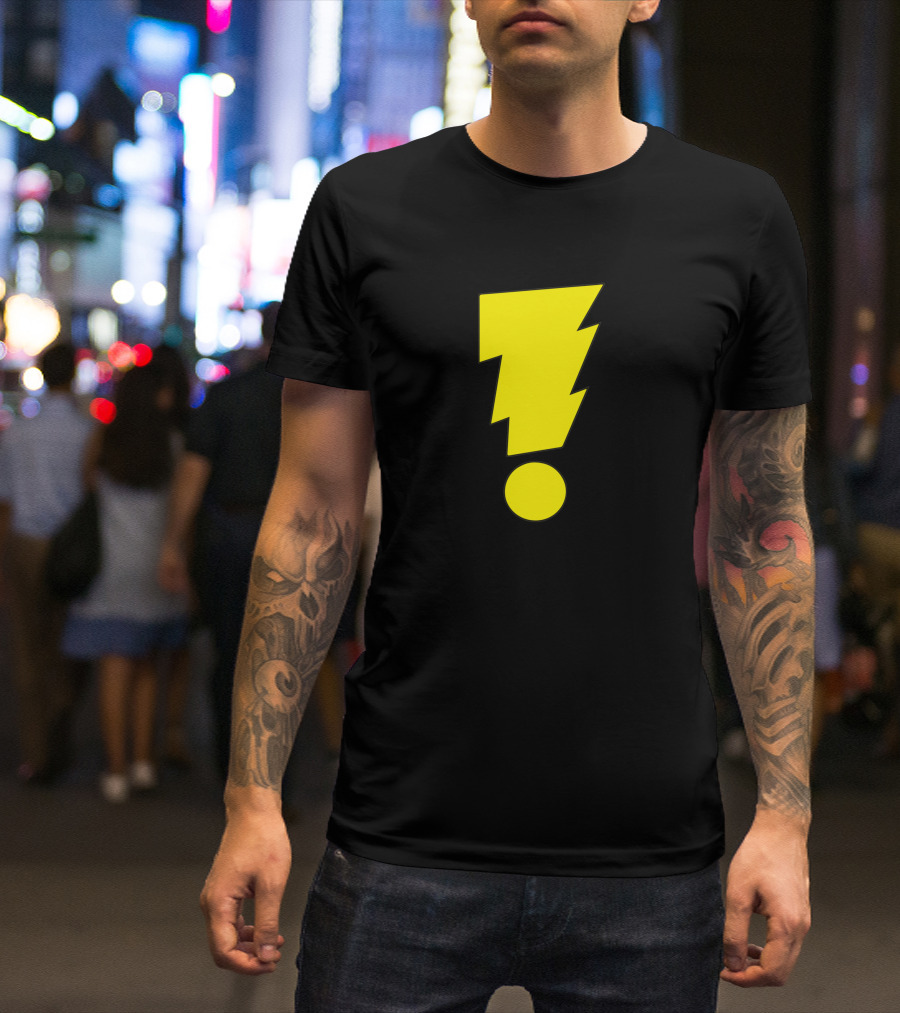 MADMAN Bold Yellow Exclamation Lightning Bolt T-Shirt