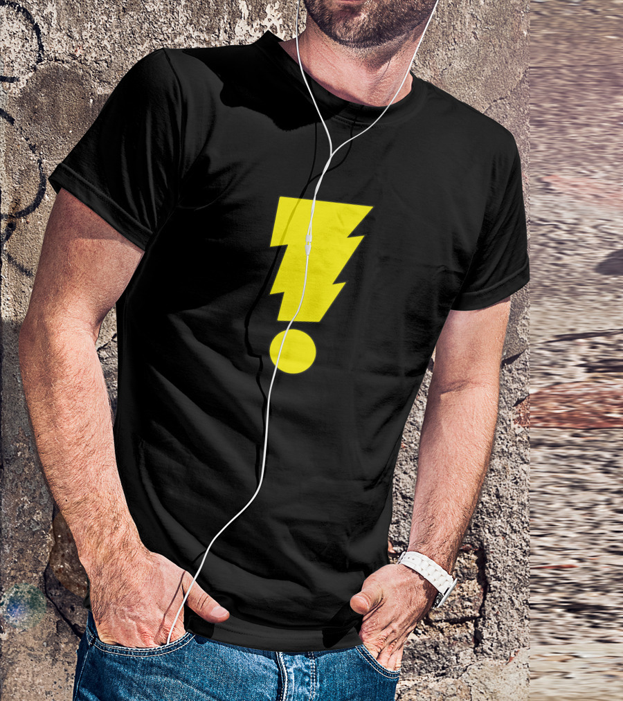 MADMAN Bold Yellow Exclamation Lightning Bolt T-Shirt
