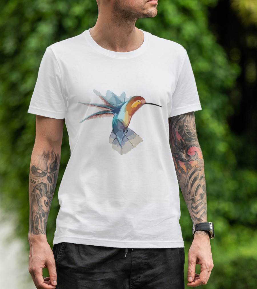 Ao Hinh Con Chim Vibrant Watercolor Bird T-Shirt