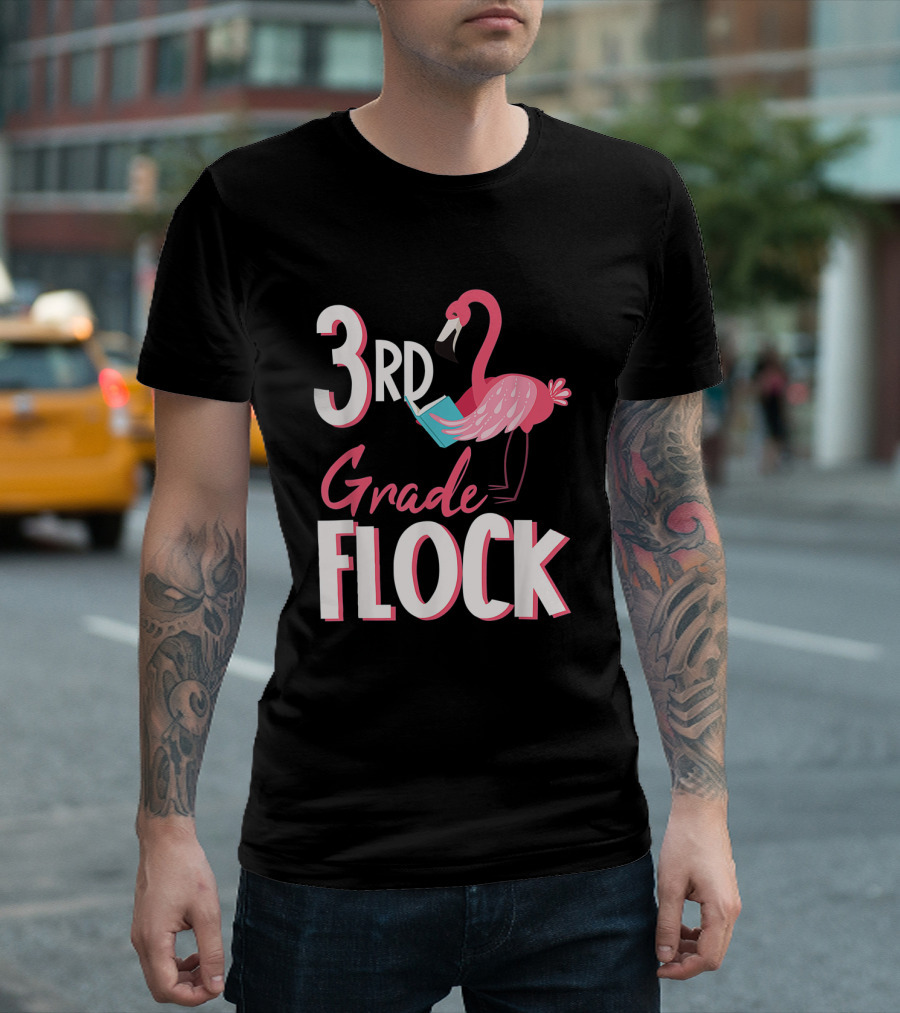 3rd Grade Flock Flamingo Reader Team Teacher T-Shirt