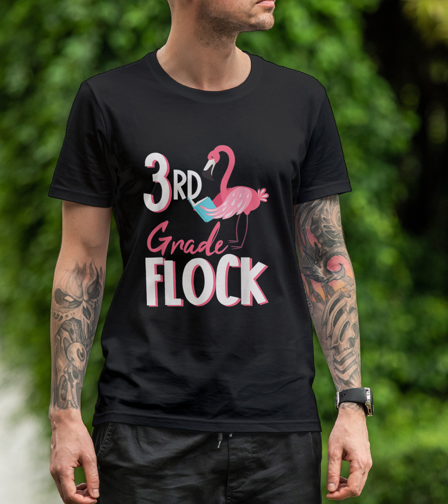 3rd Grade Flock Flamingo Reader Team Teacher T-Shirt