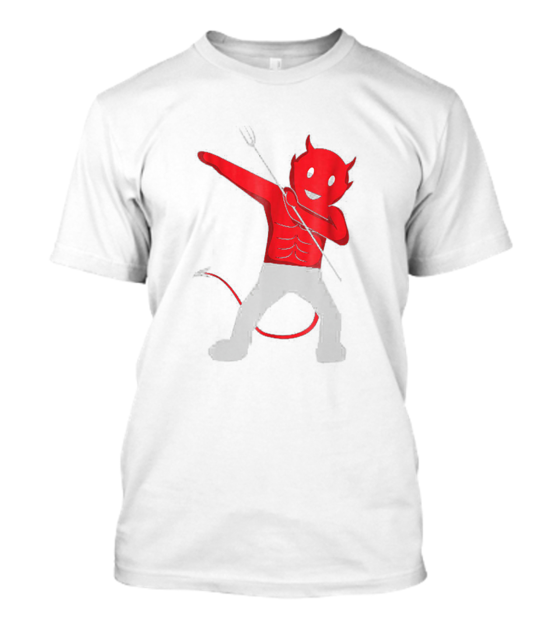 Dabbing Devil Halloween Dab Unny - Red Cartoon Devil Character With Tail And Horns In Popular Dance Pose T-Shirt