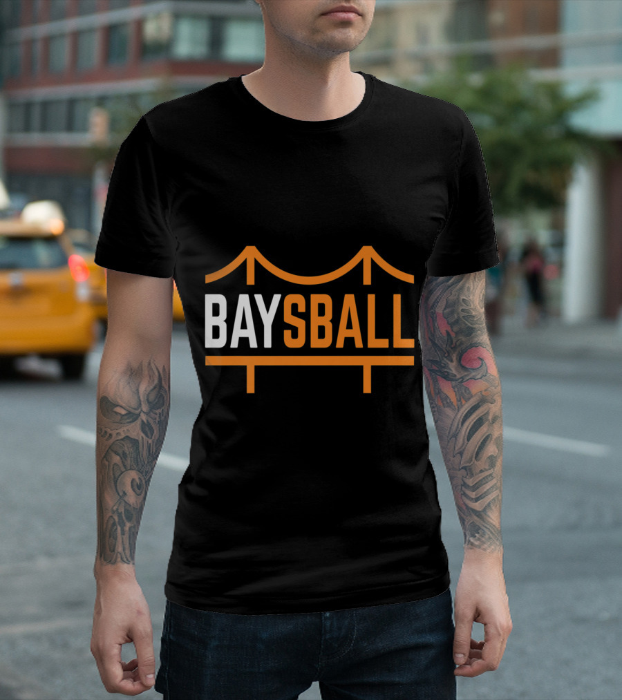 San Francisco Bay Baysball Bridge Graphic Baseball T-Shirt
