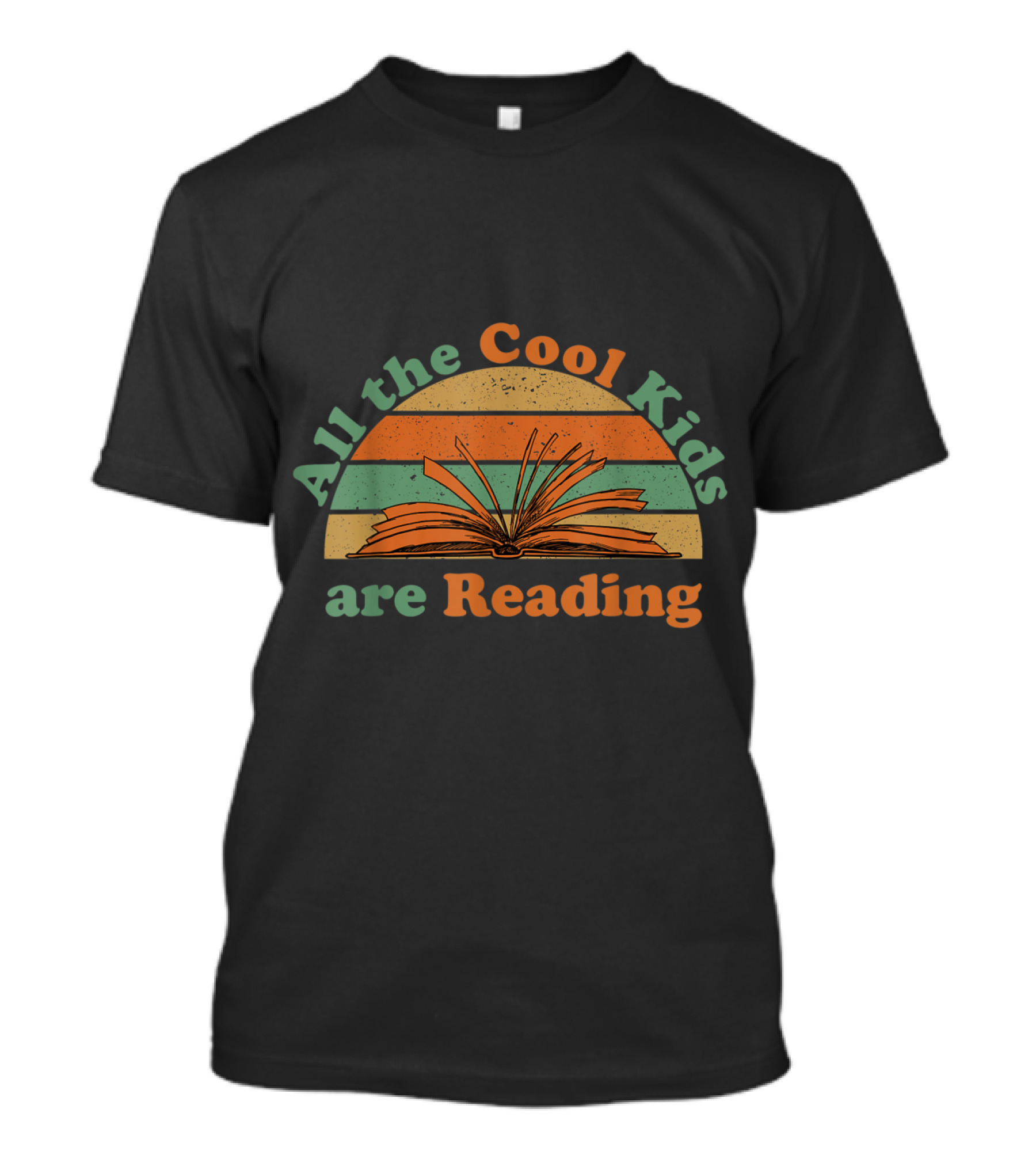 All The Cool Kids Are Reading Open Book Vintage Sunset T-Shirt