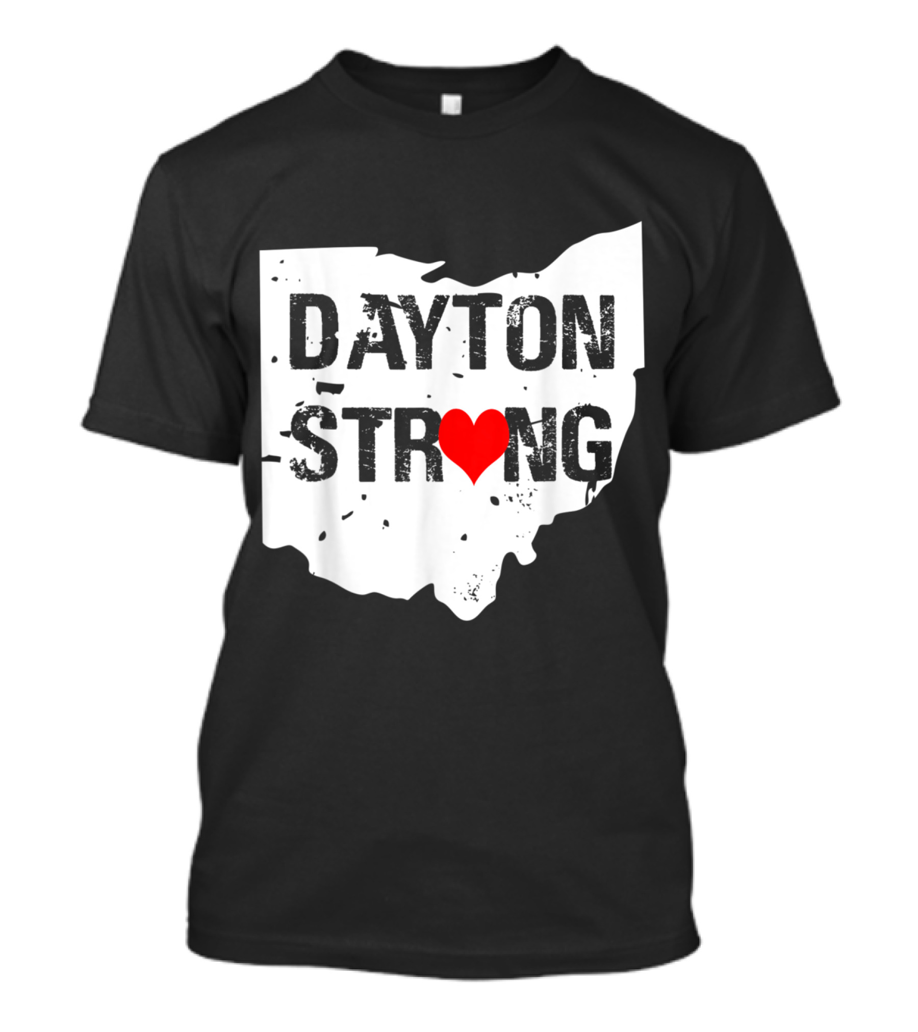 Dayton Ohio Strong Heart Map With Dayton Strong Text T-Shirt