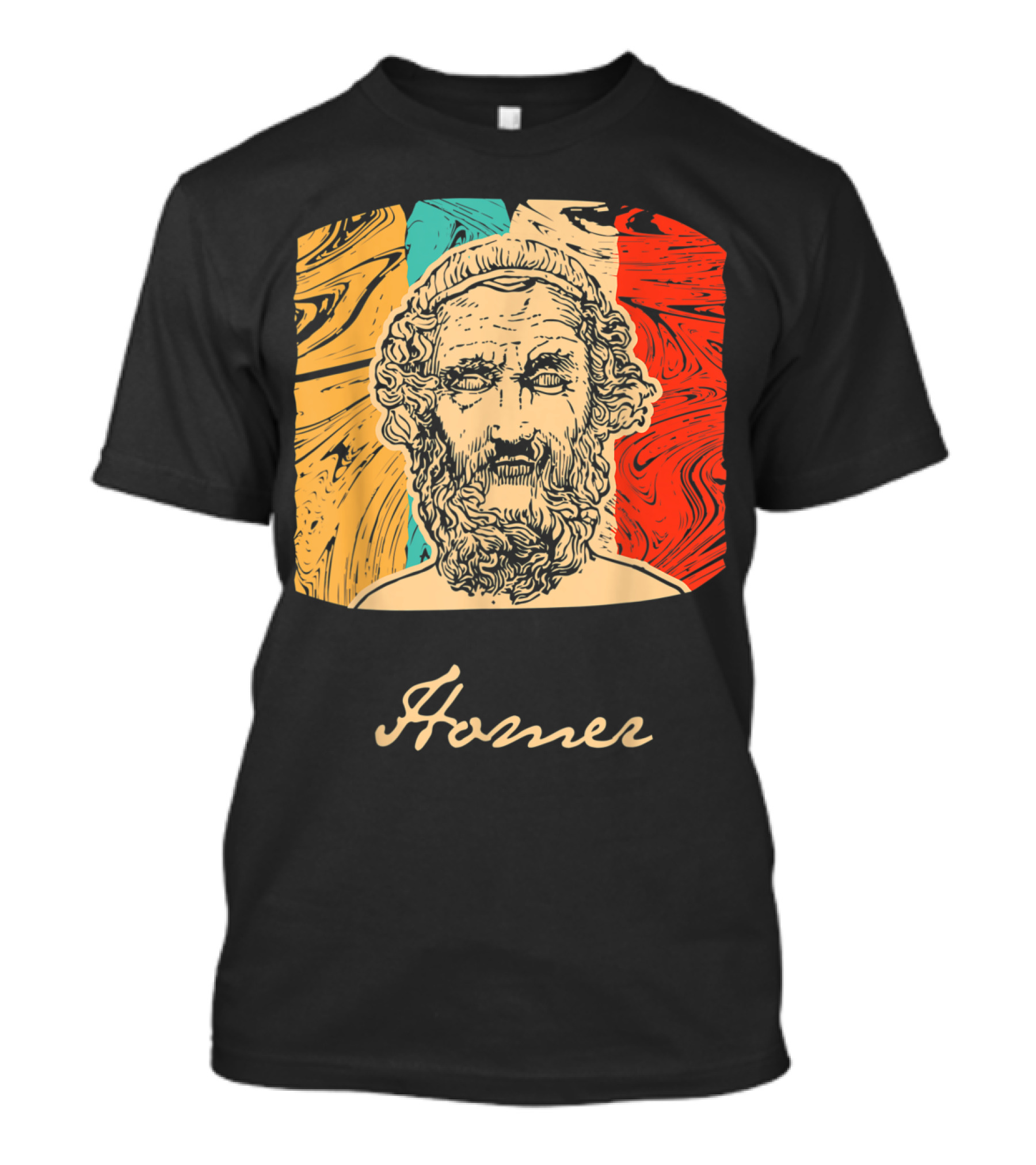 Homer Greek Philosopher Great Thinker Vintage Style Marble Background T-Shirt
