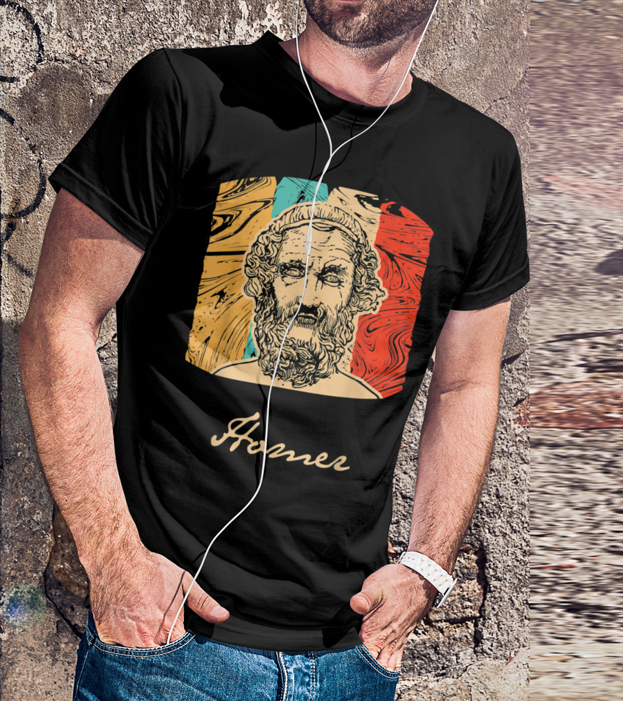 Homer Greek Philosopher Great Thinker Vintage Style Marble Background T-Shirt