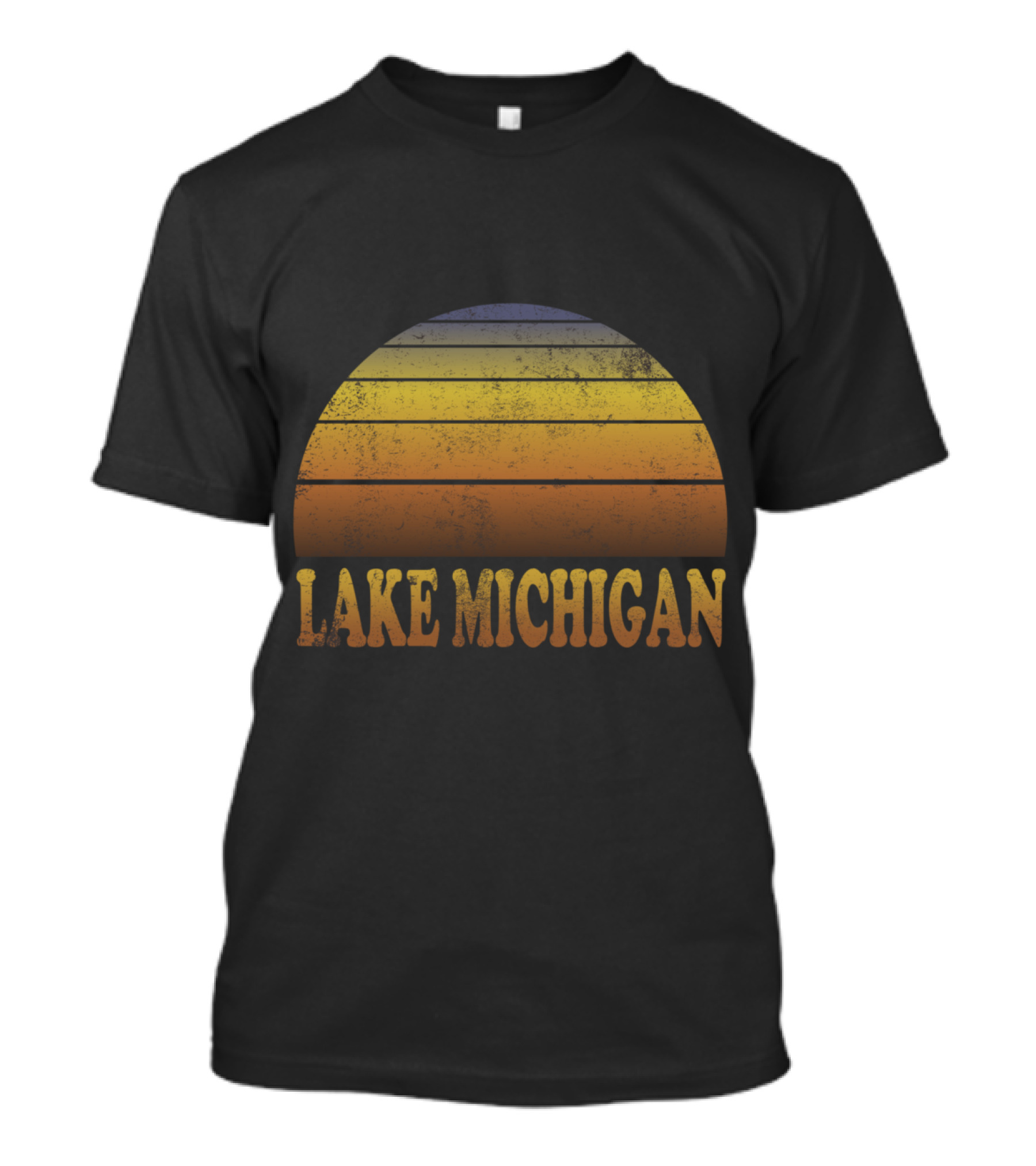 Lake Michigan Retro Stripes Design For Adults Teens Kids Great Lakes T-Shirt