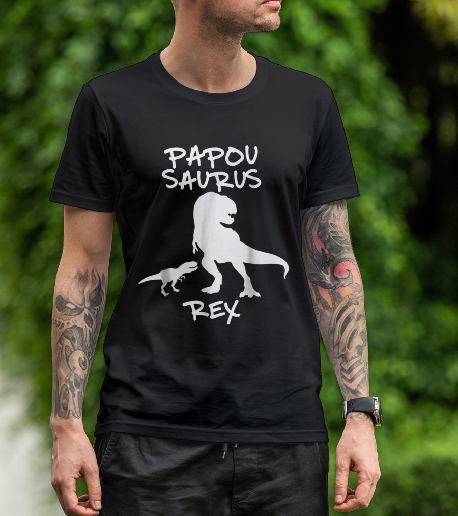Papou Saurus Rex Dinosaur Grandfather Birthday T-Shirt