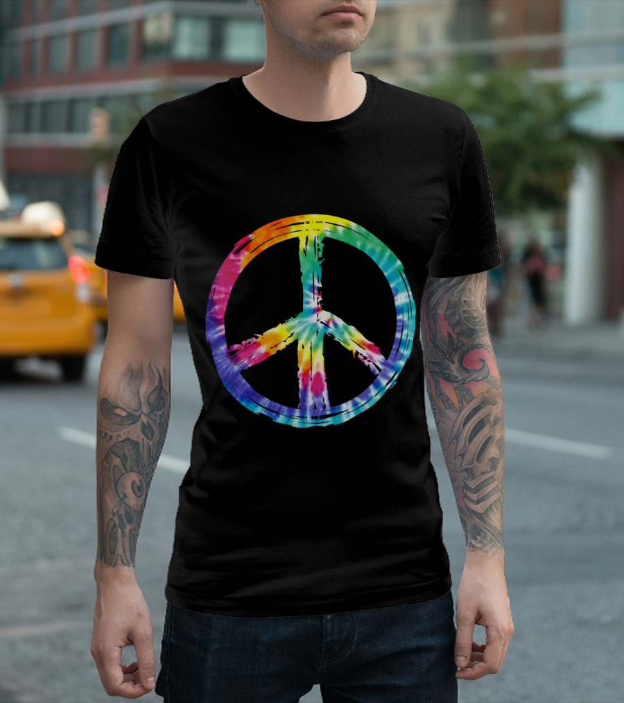 Tie Dye Peace Sign Colorful Hippie T-Shirt
