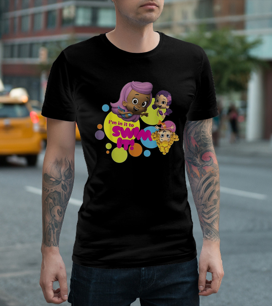 I'm In It to Swim It Bubble Guppies Colorful Dots Group Shot T-Shirt