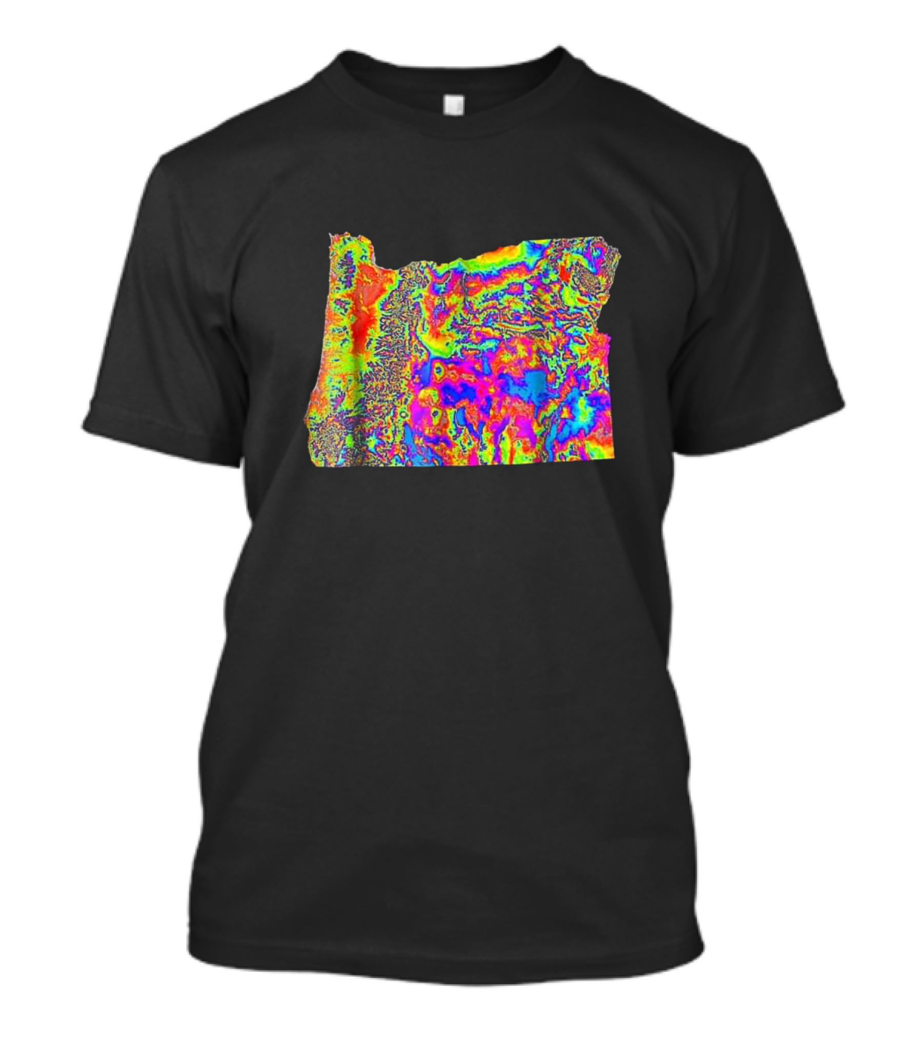 Vibrant Multicolor Custom Topography Map Of Oregon T-Shirt