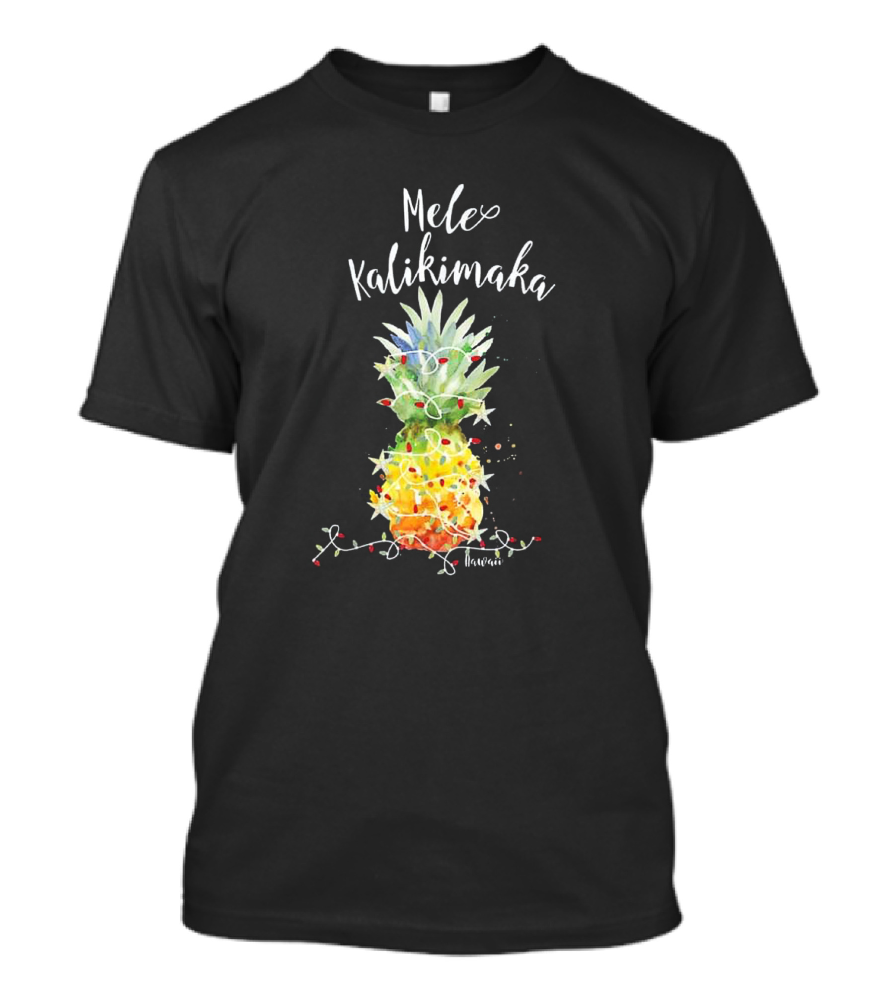Mele Kalikimaka Hawaiian Pineapple With Christmas Lights Celebrating In July T-Shirt