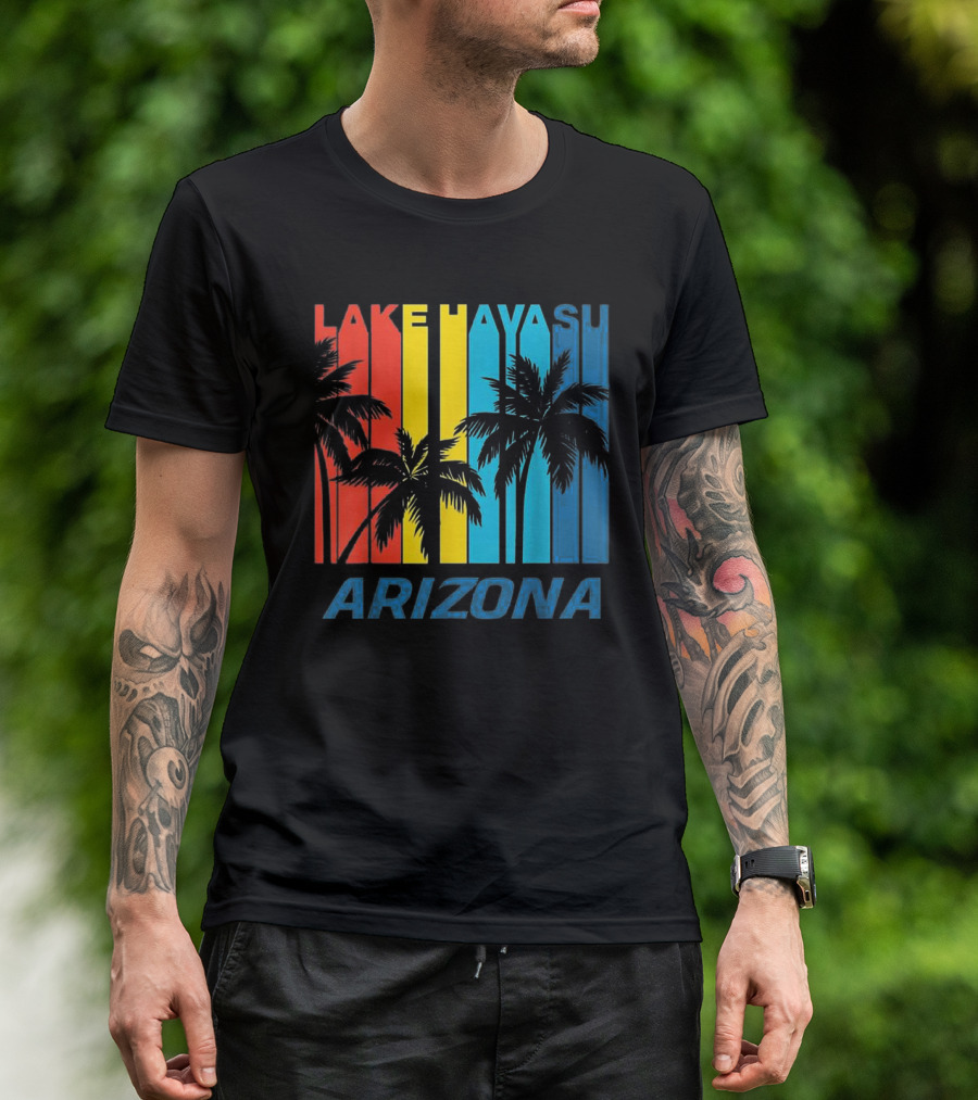 Lake Havasu Arizona Retro Palm Trees Vacation Colorful Stripes T-Shirt