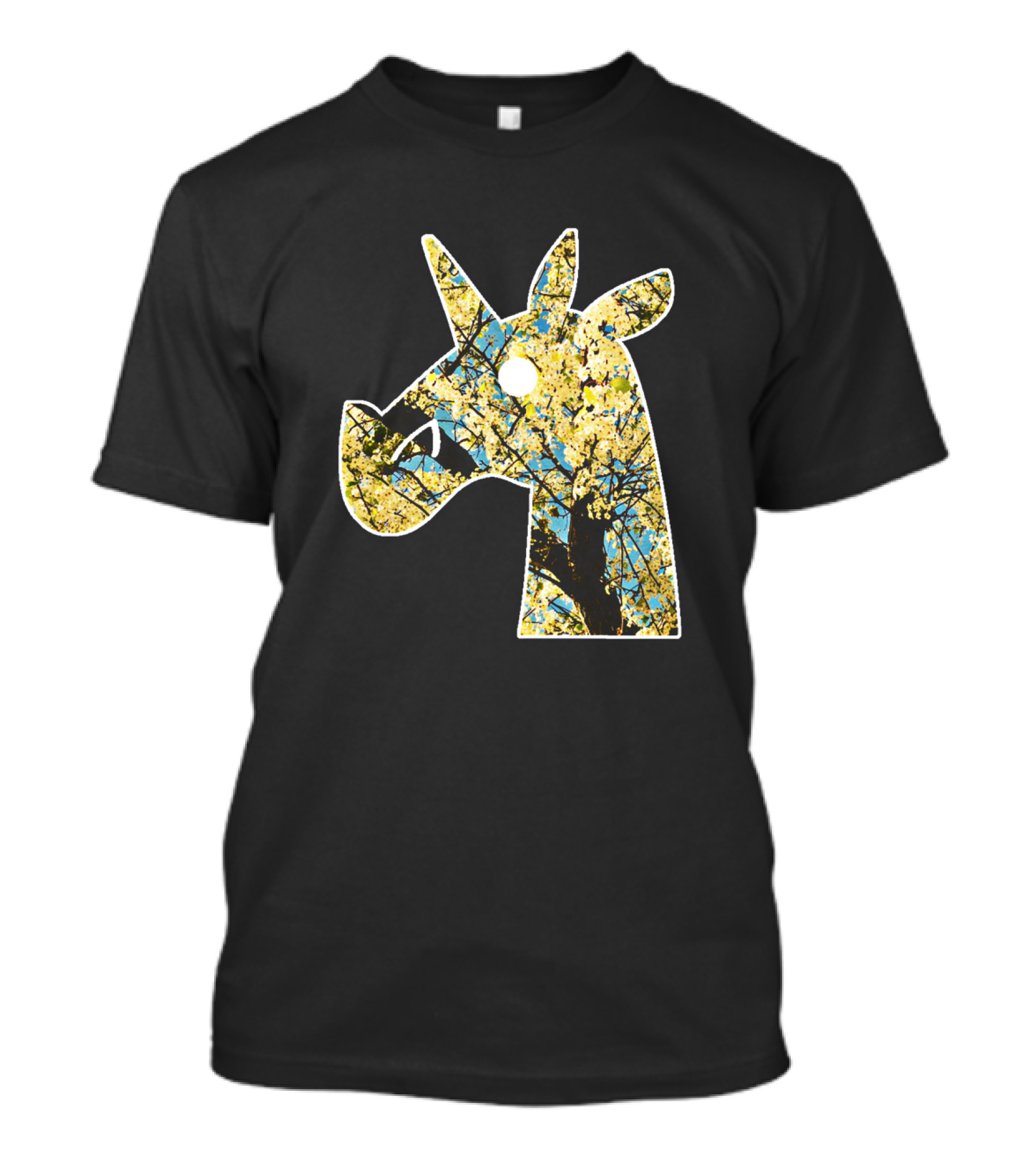 Blossoming Unicorn Silhouette With Flowering Trees T-Shirt