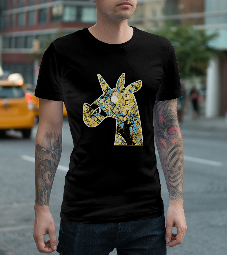 Blossoming Unicorn Silhouette With Flowering Trees T-Shirt