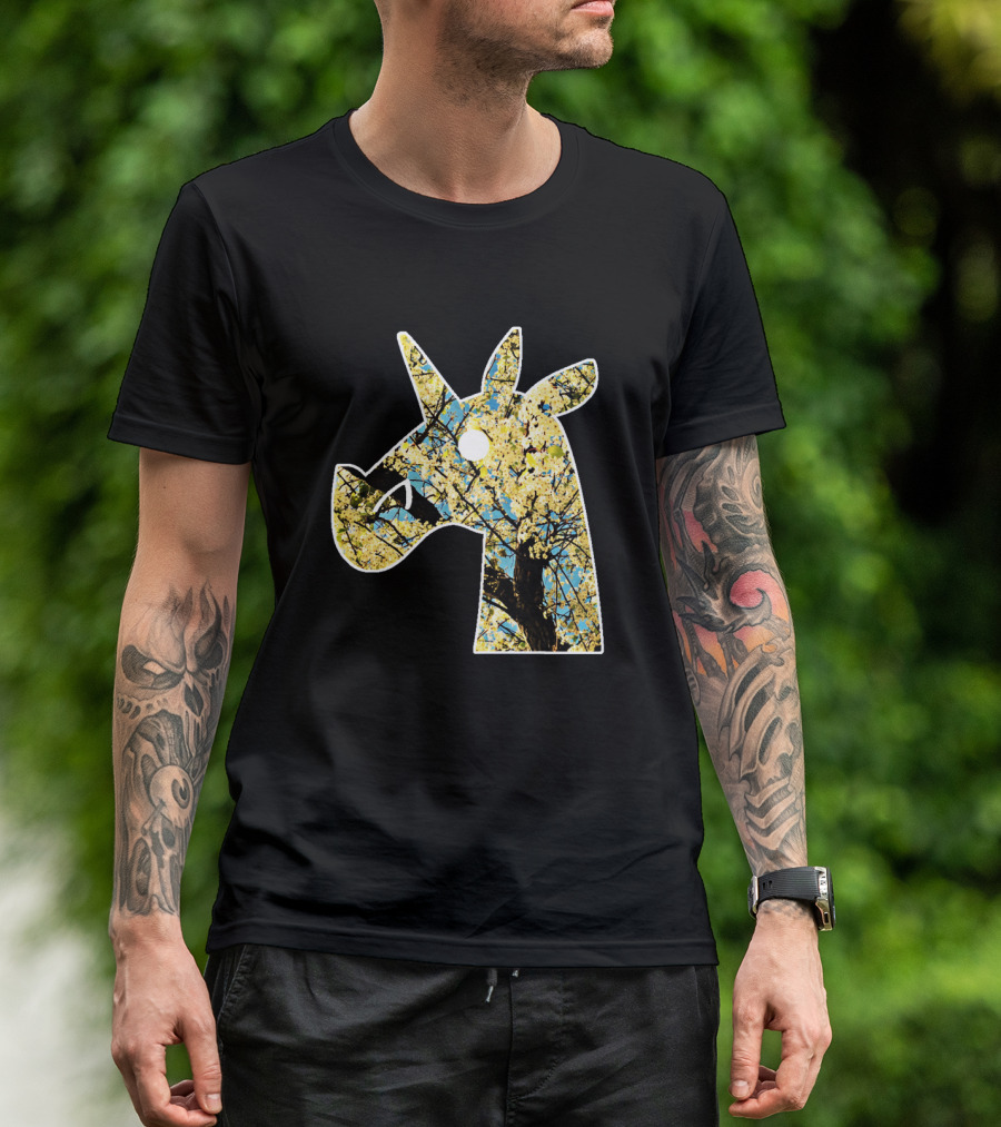 Blossoming Unicorn Silhouette With Flowering Trees T-Shirt