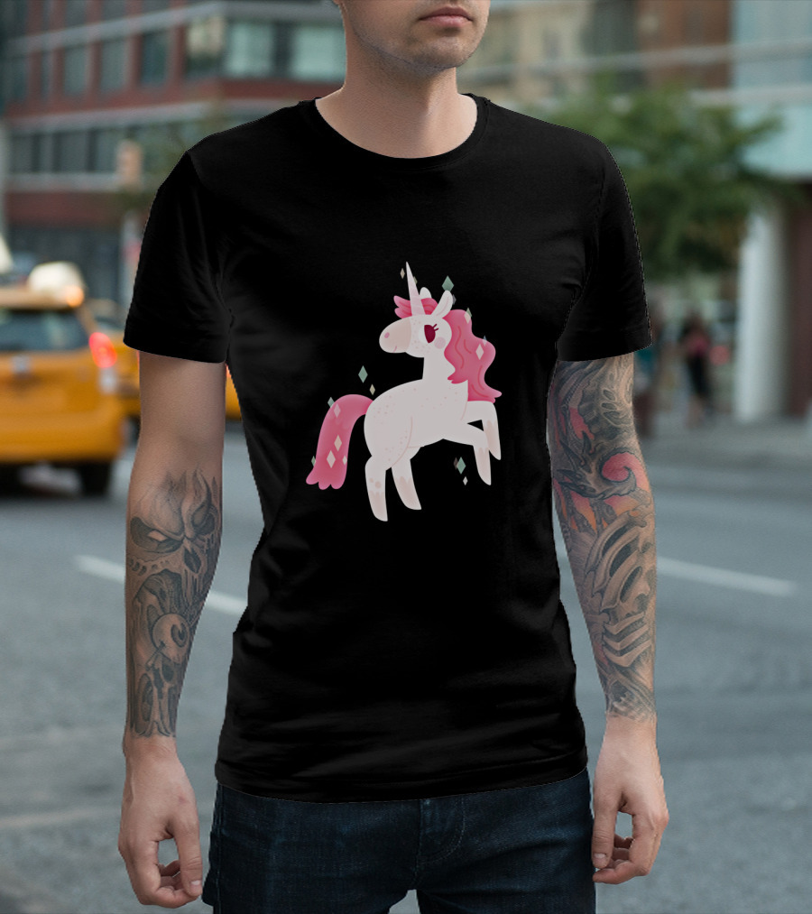 Pink Sparkly Unicorn with Gem-Like Accents T-Shirt