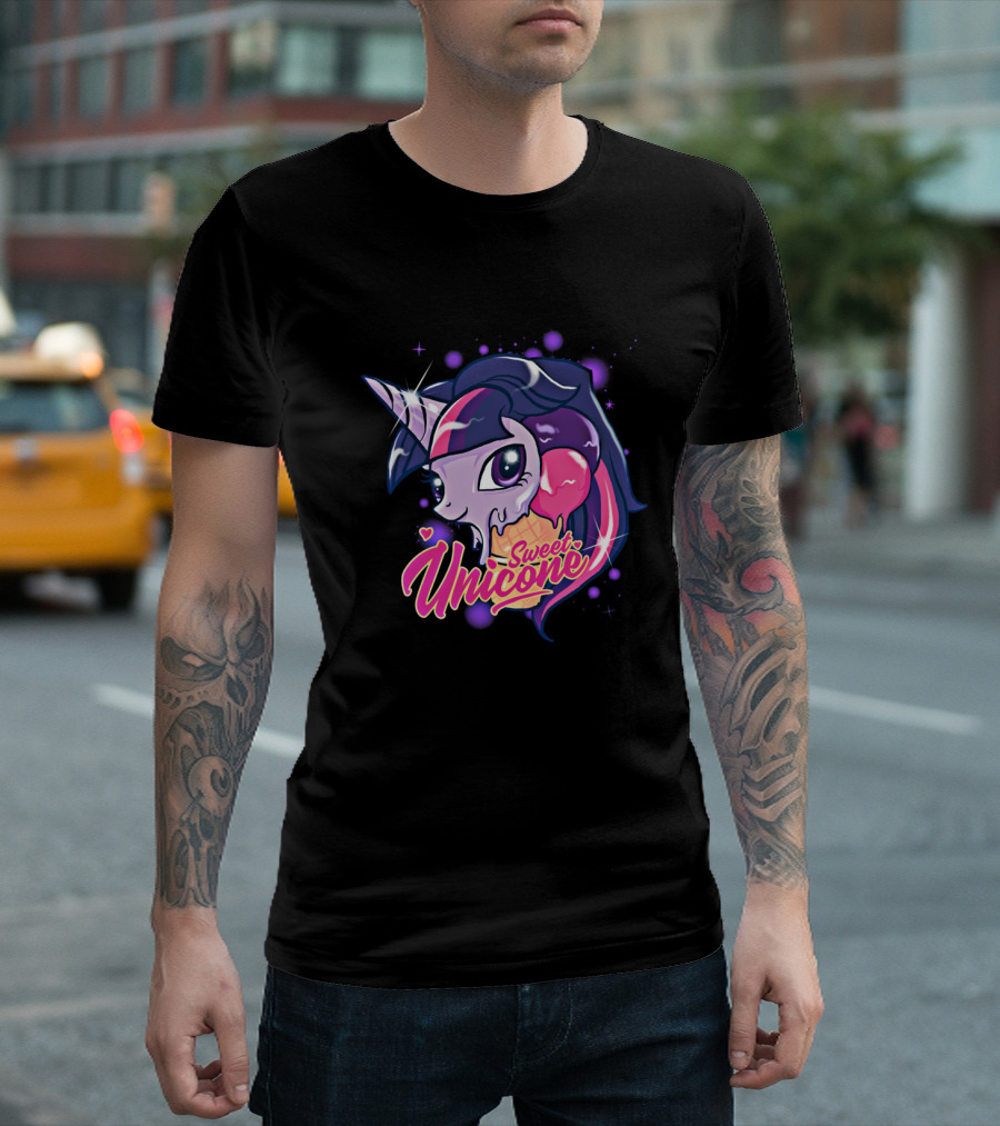 Sweet Unicone Ice Cream Unicorn Magic With Cone And Stars T-Shirt