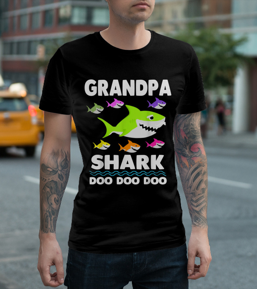 Grandpa Shark Doo Doo Doo Fathers Day from Wife Kids Baby T-Shirt