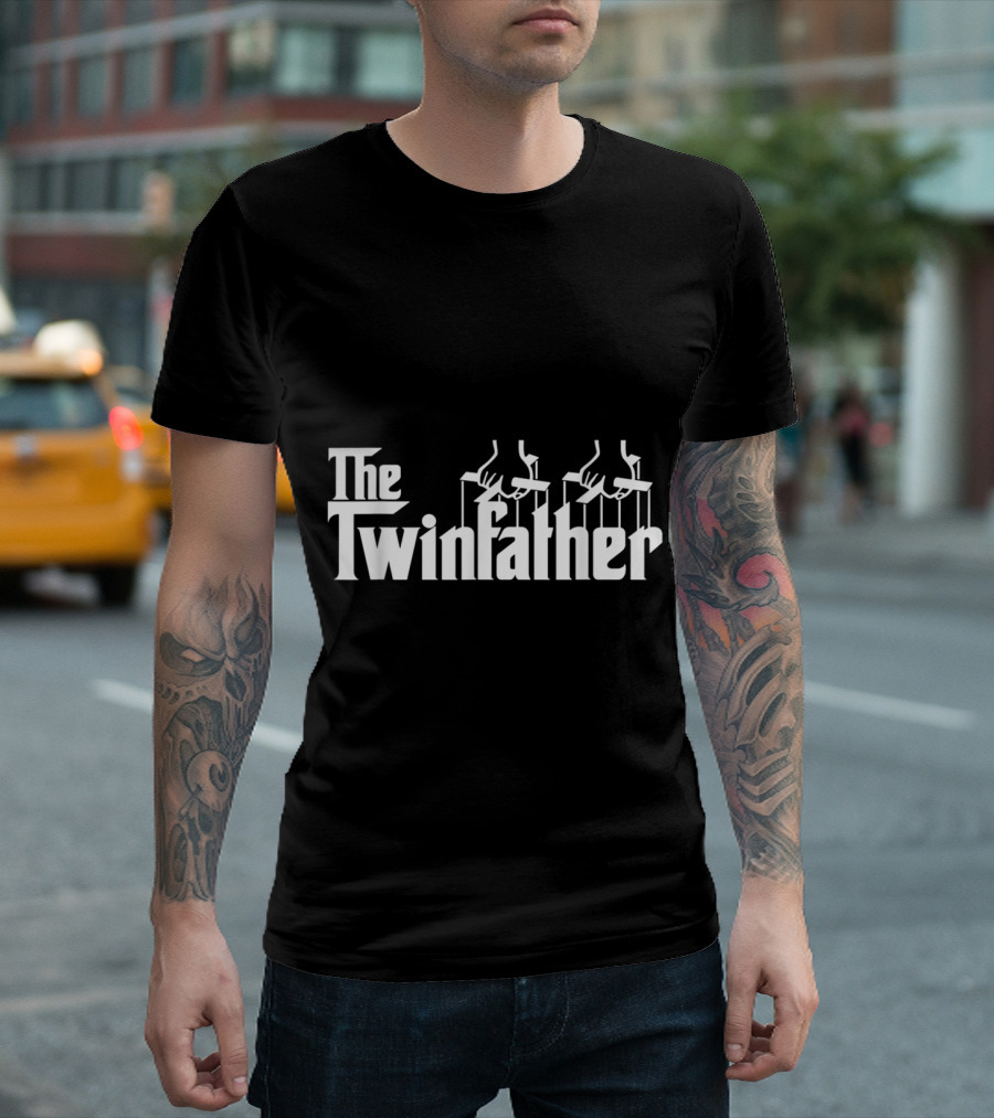 The Twinfather Funny Twin Dad Parody Godfather Puppet Hands T-Shirt