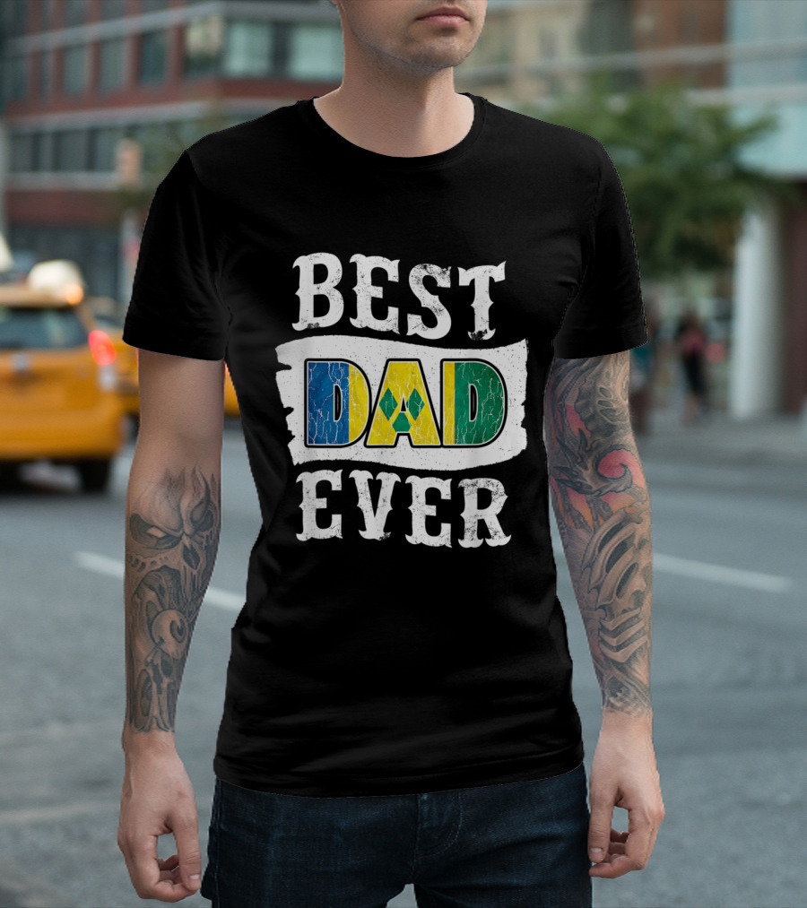 Best Dad Ever St Vincent and Grenadines Flag Colors T-Shirt