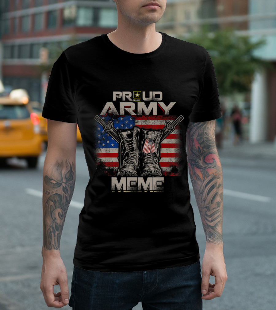 US Army Pride American Flag Combat Boots Meme Military T-Shirt
