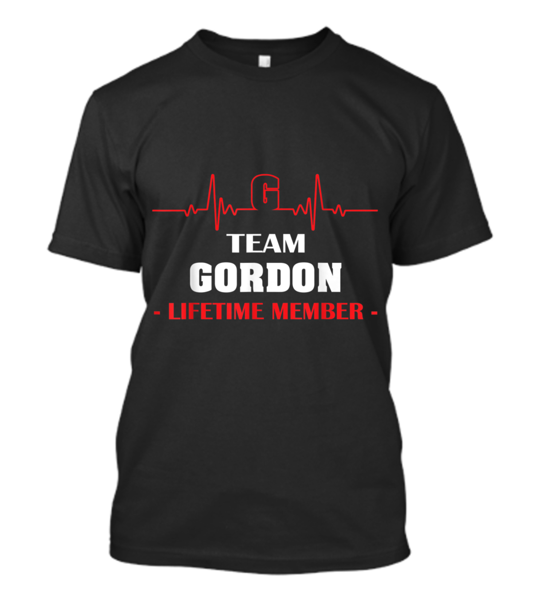 Team Gordon Lifetime Member Family With Heartbeat T-Shirt