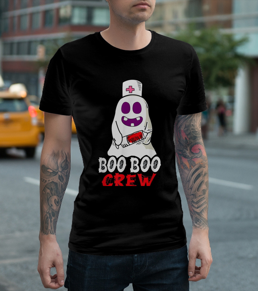 Boo Boo Crew Halloween Nurse Ghost with Bandage for Costume Enthusiasts T-Shirt