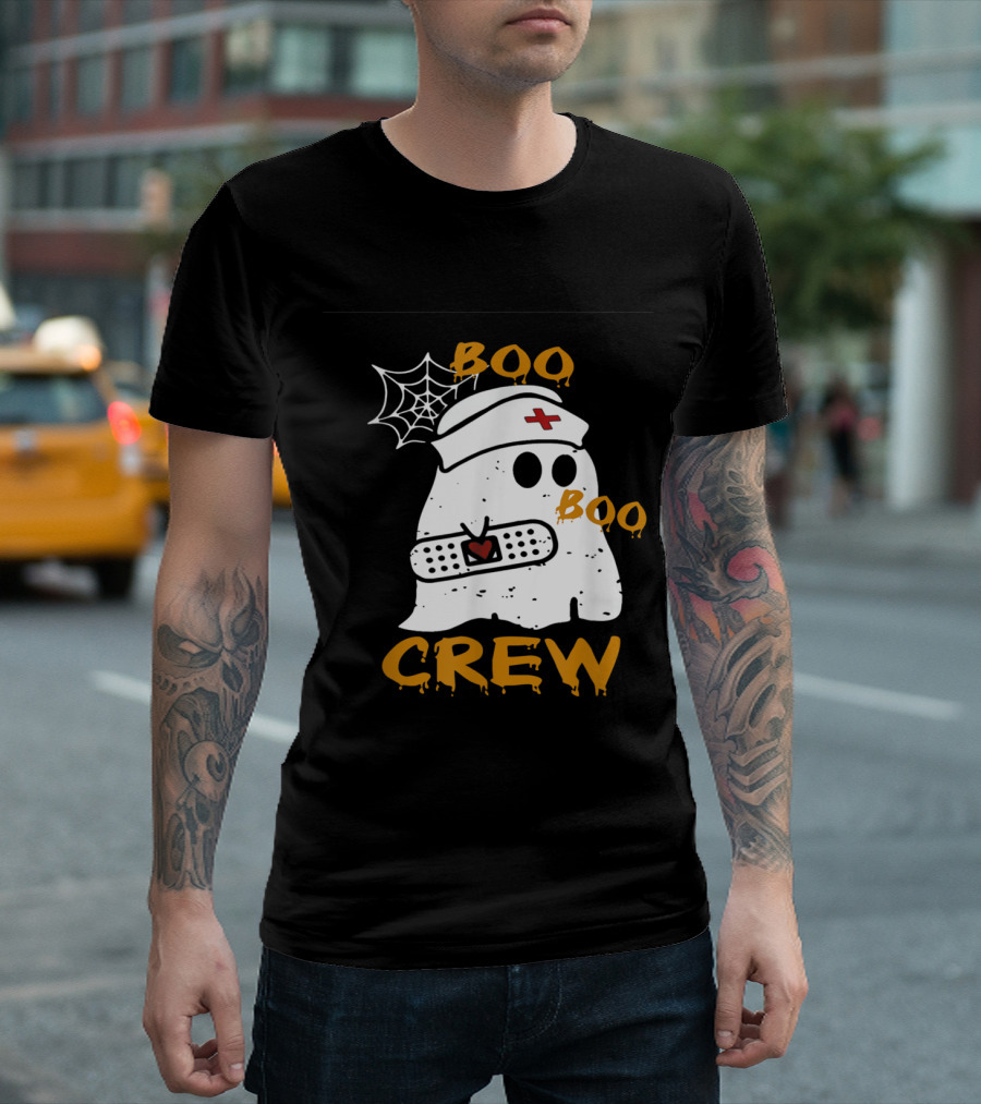 Cute Nurse Ghost in Boo Boo Crew with Spider Web and Bandage T-Shirt