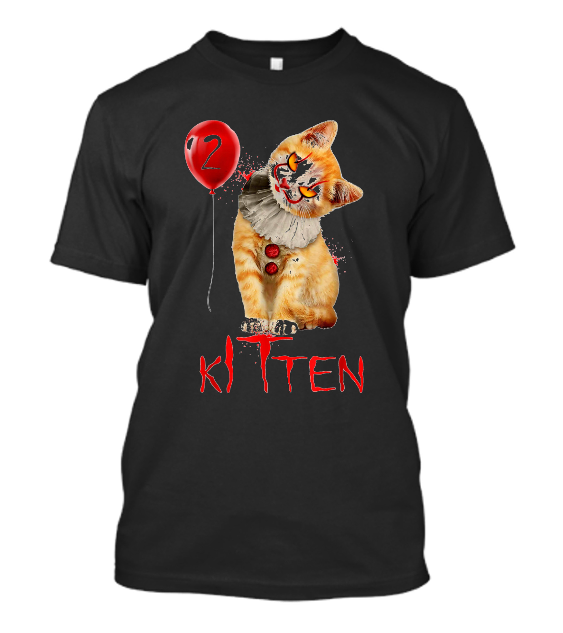 Kitten Clown 2 Balloon Creepy Funny Cat T-Shirt