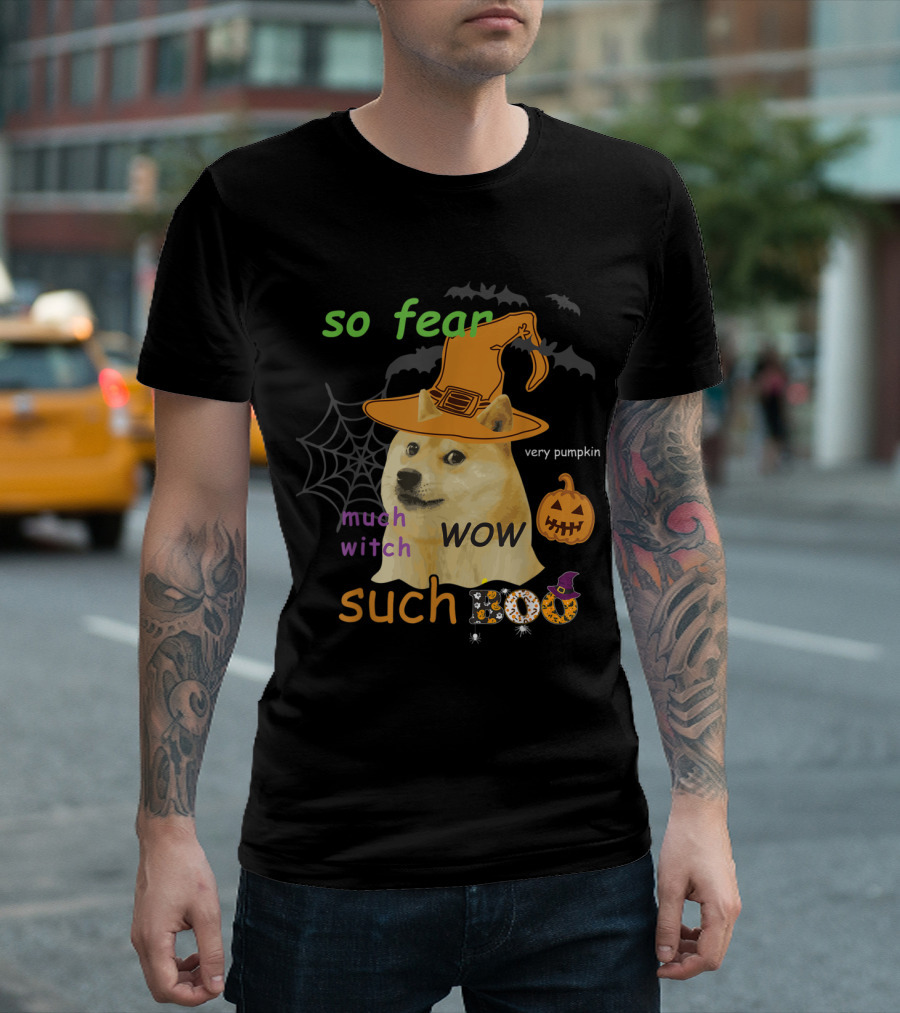 Halloween Doge Funny Memes SHIBE SHIBA INU Such Boo Much Witch Very Pumpkin So Fear WOW T-Shirt
