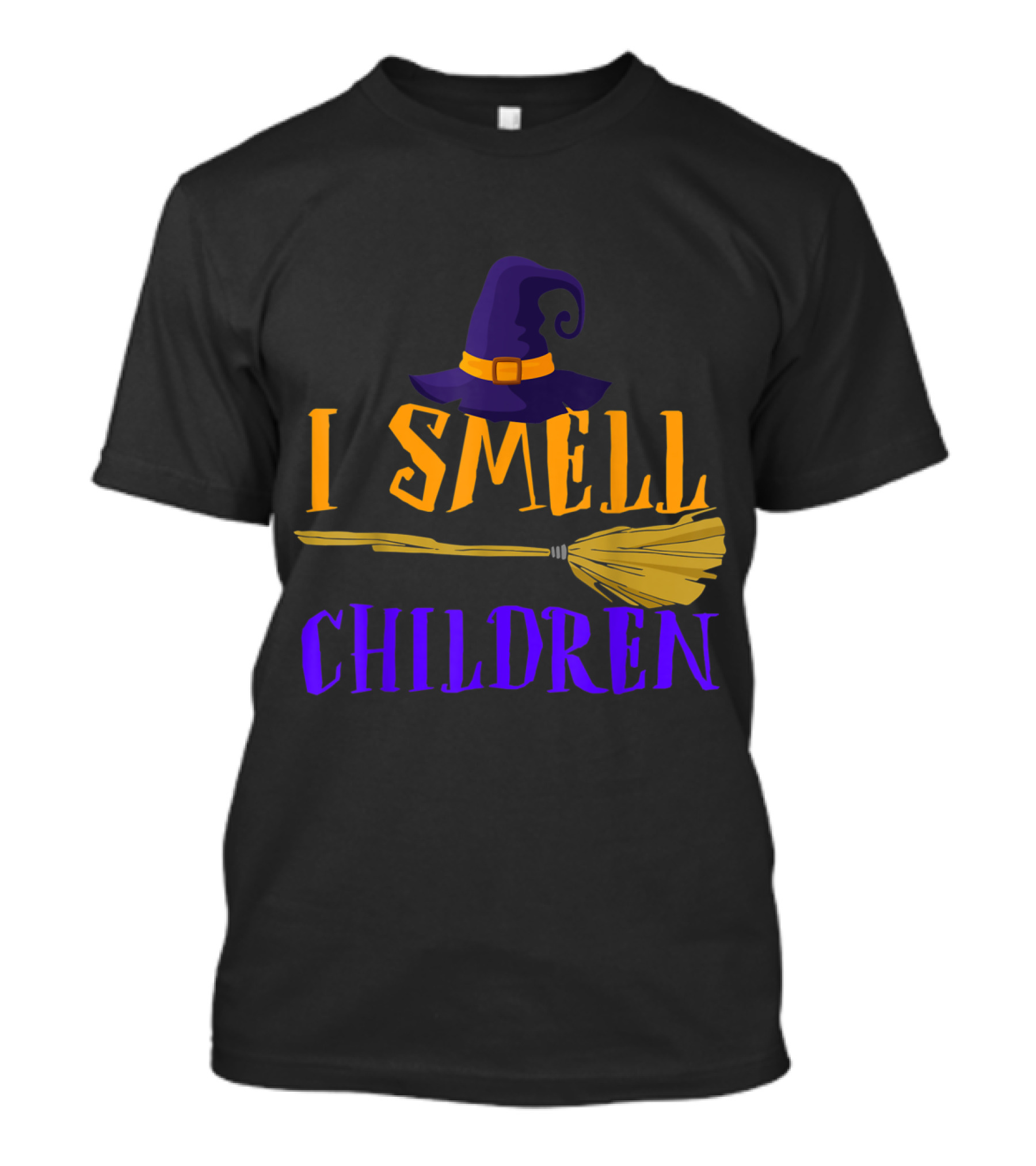 I Smell Children Witch Hat And Broom Halloween T-Shirt
