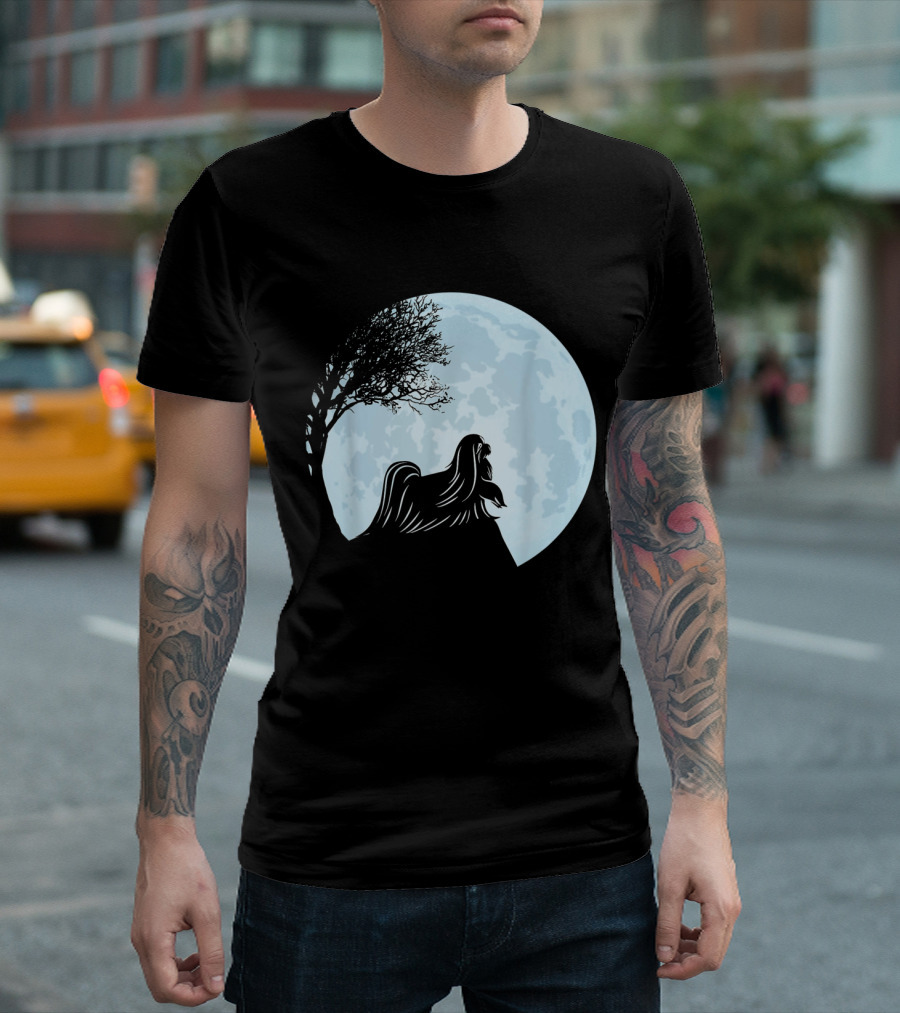 MALTESE Silhouette Under Full Moon and Tree T-Shirt